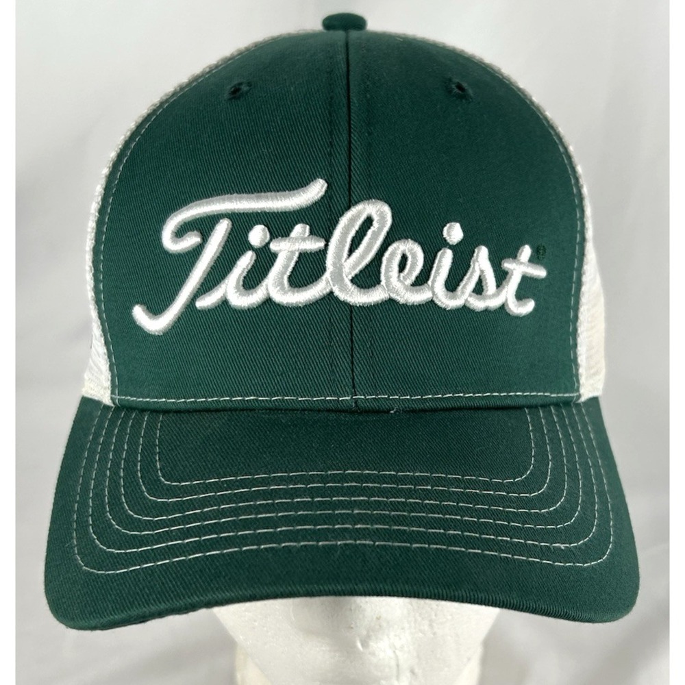 Titleist Footjoy Dark Green Mesh Strapback Hat Cap Golf Embroidered Adjustable